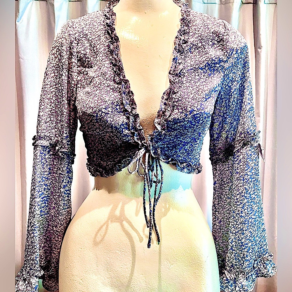 Crop Bell Sleeve Blouse